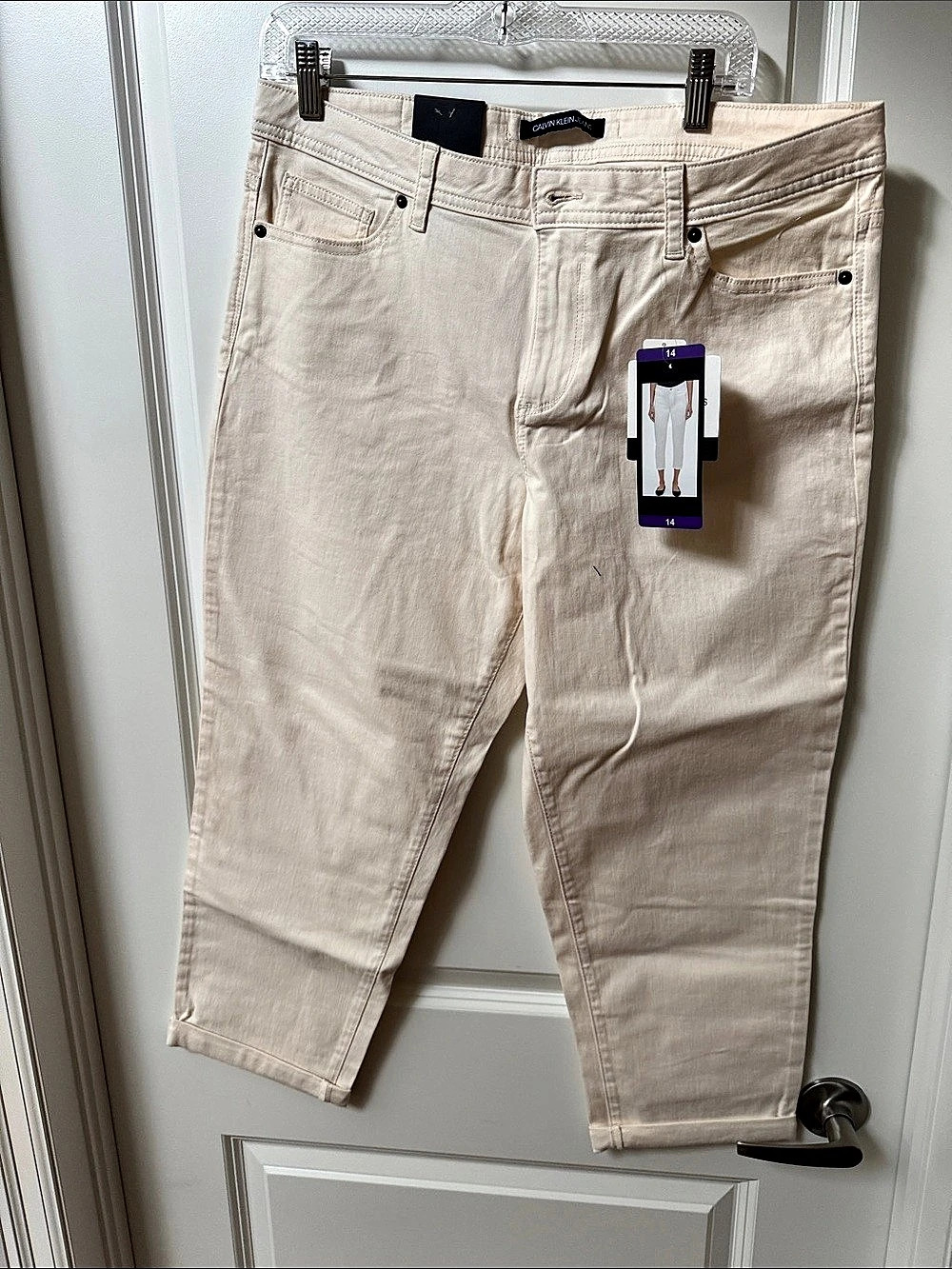 Calvin Klein Jeans Girls Straight Leg Jeans Cream Size 14 NWT